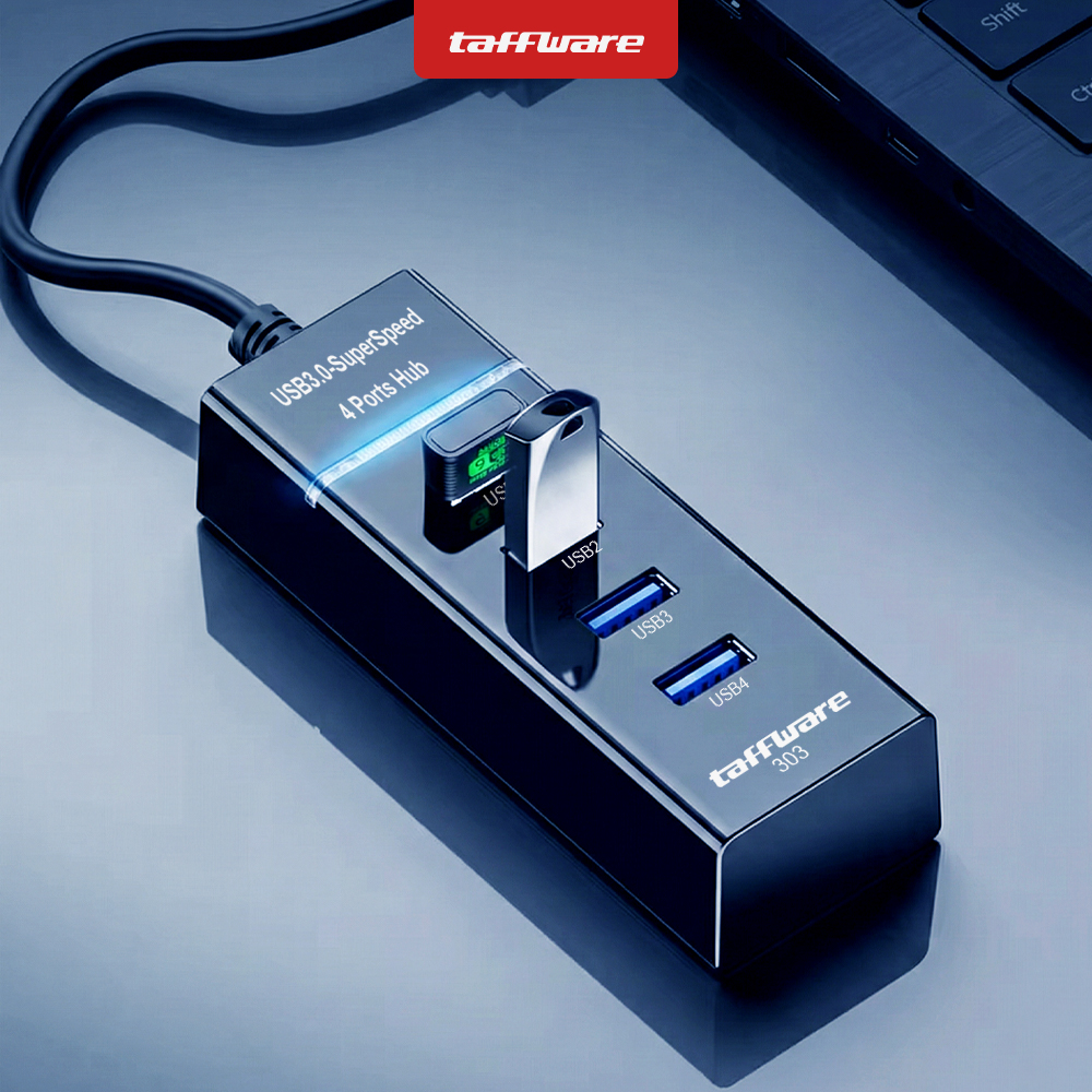 Taffware USB Hub 3.0 Adapter 4in1 303 Splitter USB 5Gbps Multi Port untuk Laptop PC Komputer Hub USB Type A High Speed Plug and Play Support Flashdisk Mouse Keyboard Harddisk Printer Portable - Gambar 4