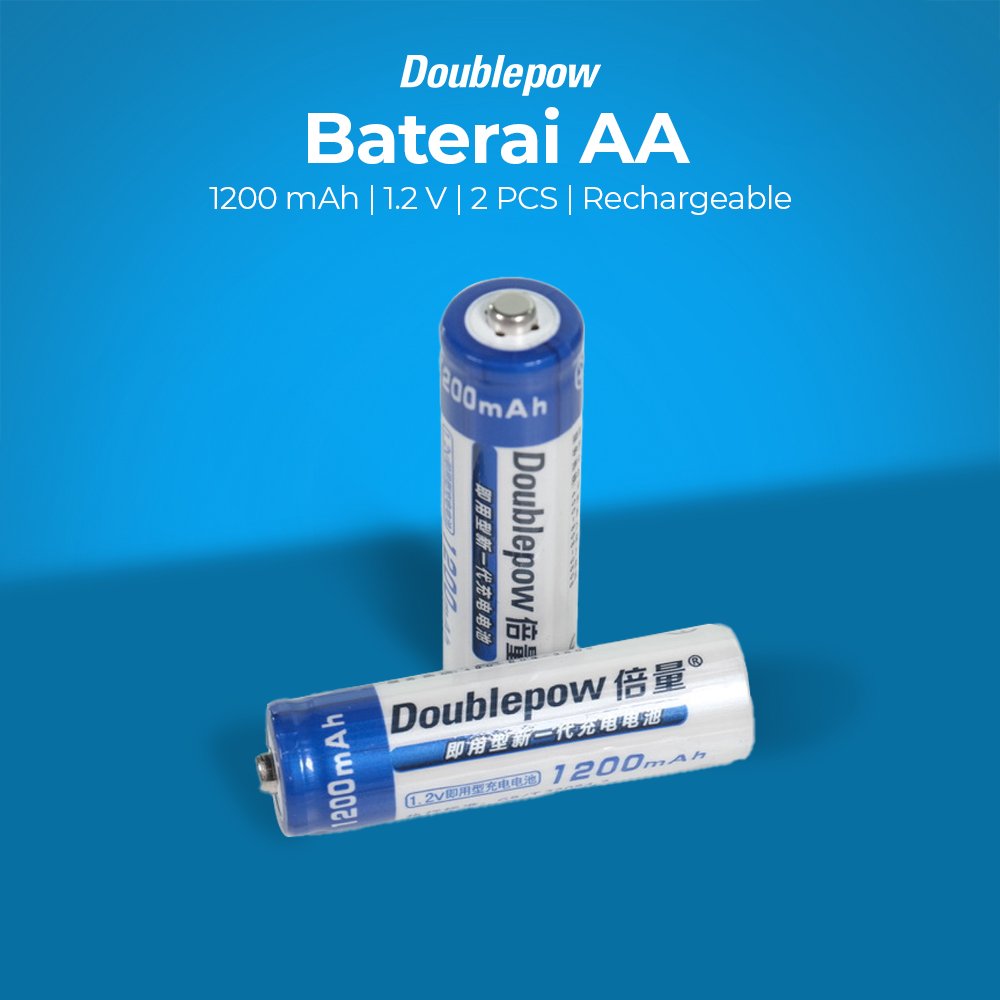Doublepow Baterai AA Rechargeable Ni-MH 1200mAh 1.2V 1 PCS Isi Ulang Button Top untuk Remote TV AC Mainan Kamera Jam Elektronik Baterai A2 Bisa Dicas Tahan Pakai Bebas Merkuri Perlindungan Arus Pendek - Gambar 4
