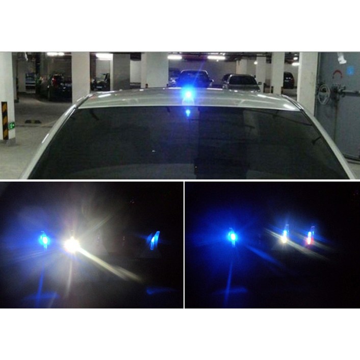 VigoAcme Lampu Hias Mobil Sirip Hiu Warning Light Solar Energy 8 LED FZWJSD Lampu Warning Mobil LED RGB Tenaga Surya Desain Shark Fin Otomatis Menyala dengan Tombol ON OFF Aksesoris Eksterior Mobil Mudah Dipasang Tanpa Bor - Gambar 3
