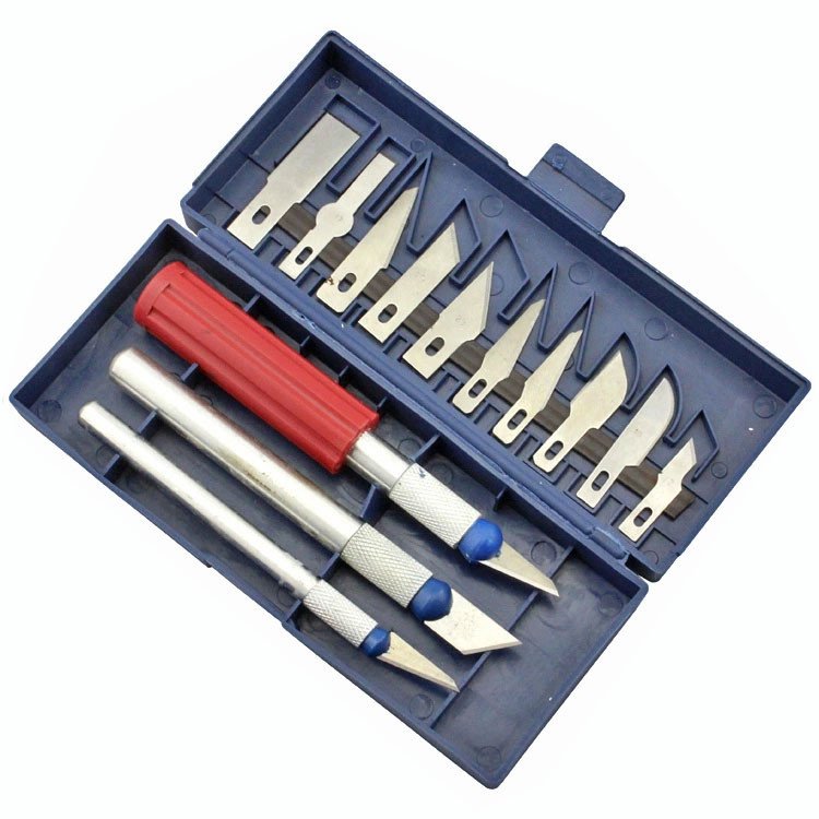 KNIFEZER Set Pisau Ukir Seni 13in1 Crafting Knife A-003 dengan 13 Mata Pisau Presisi dan 3 Gagang Anti Slip untuk DIY Kerajinan Kayu Karton Karet Styrofoam Seni Ukir Detail dan Model Making untuk Pemula dan Pengguna Berpengalaman - Gambar 3