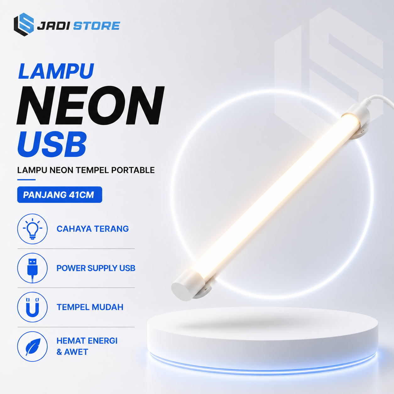 Lampu Neon USB Lampu Neon Tempel Lampu Tempel Portable Lampu USB 41cm