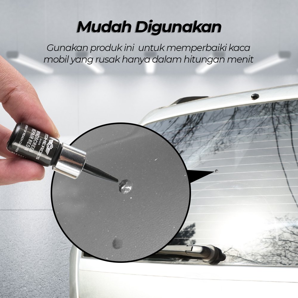 OTOHEROES Alat Reparasi Kaca Mobil Retak Car Window Crack Repair Tool Resin 3ml XJ-01S Kit Perbaikan Kaca Depan Samping Belakang dengan Curing Strips, Pedestal dan Razor Blade untuk Retak Bintang - Gambar 3
