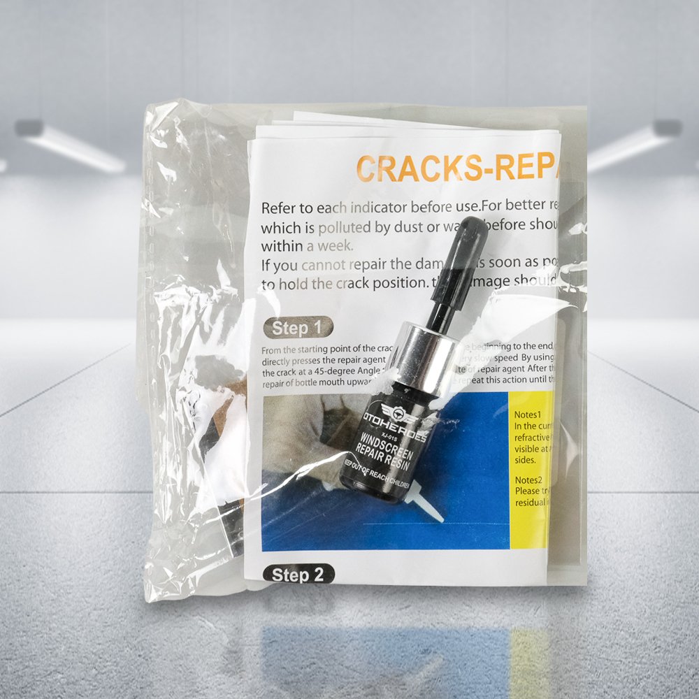 OTOHEROES Alat Reparasi Kaca Mobil Retak Car Window Crack Repair Tool Resin 3ml XJ-01S Kit Perbaikan Kaca Depan Samping Belakang dengan Curing Strips, Pedestal dan Razor Blade untuk Retak Bintang - Gambar 9
