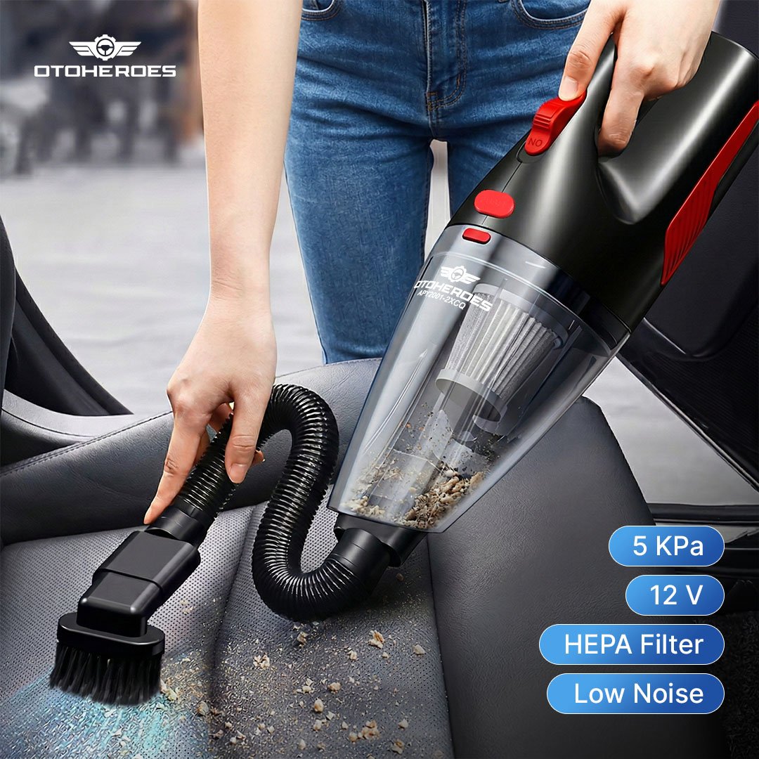 OTOHEROES Vacuum Cleaner Mobil 12V 120W APY2001-2XCQ Penyedot Debu Portable High Power dengan HEPA Filter Washable, 5 Nozzle, Cigarette Plug untuk Membersihkan Debu, Pasir, Remah Makanan dan Bulu Hewan - Gambar 6