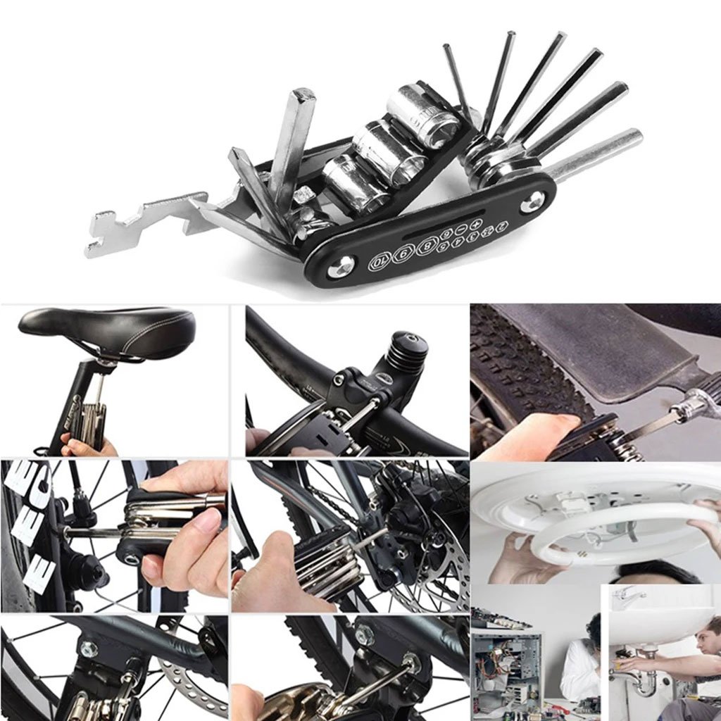 TaffSPORT Obeng 15in1 Multifunctional EDC Repair Tool HW0668, Multi Tool Stainless Steel Portable dengan Obeng Plus Minus, Kunci Pas, Socket Wrench dan Hex Wrench, Alat Reparasi Lipat untuk Outdoor - Gambar 6