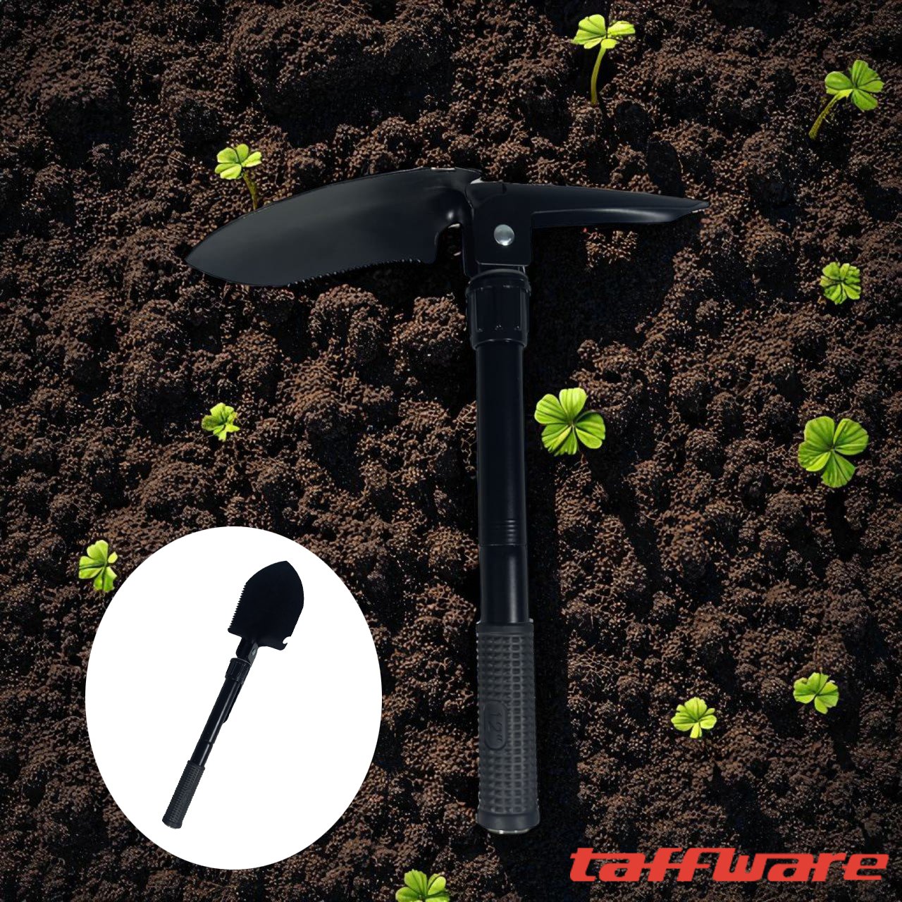 Taffware Sekop Camping Lipat T-3 Portable 41.5cm Stainless Steel Pacul Mini Cangkul Survival Outdoor Alat Gali Tanah Untuk Berkemah Penelitian, Ringkas Mudah Dibawa Dengan Fungsi Serbaguna - Gambar 9