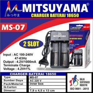 Mitsuyama MS-07 Charger Baterai 18650 2 Slot Universal Desktop Charger Batre Li-ion Casan Baterai Vape Kipas Portable Senter Swat Lampu Emergency Pengisian Stabil Awet Aman Kualitas Original Jadi Store Lamongan Garansi Terbaik Murah - Gambar 3
