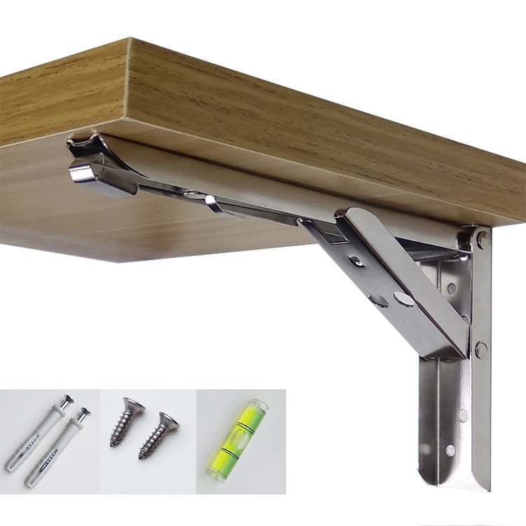 Taffware XIDA-JM004 Bracket Engsel Lipat Stainless Steel 65kg 8 Inch 2 PCS untuk Meja Lipat Rak Dinding dan Ambalan Hemat Ruang Sudut 90° Kokoh Tahan Karat dengan Set Baut untuk Kebutuhan Rumah Braket Penyangga Serbaguna - Gambar 2