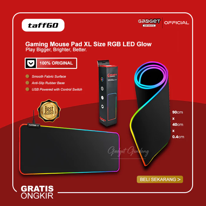 TaffGO RGB-01 Mouse Pad Gaming Besar LED RGB Mousepad XL Desk Mat 80x30cm Alas Mouse Komputer Laptop Anti Slip Mouse Pad RGB Nyala Lampu LED Gaming Setup Mousepad Tebal Halus Untuk Game - Gambar 7