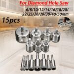 Taffware Mata Bor Diamond Coated Hole Saw Drill Bit 6mm-50mm 15 PCS - GJ0105 Mata Bor Kaca Keramik Granit Marmer Diamond Coated Berkualitas Set Hole Saw Drill Bit 15PCS Mata Bor Lubang Diamond Coated Cutter Tile Glass Marble Granite
