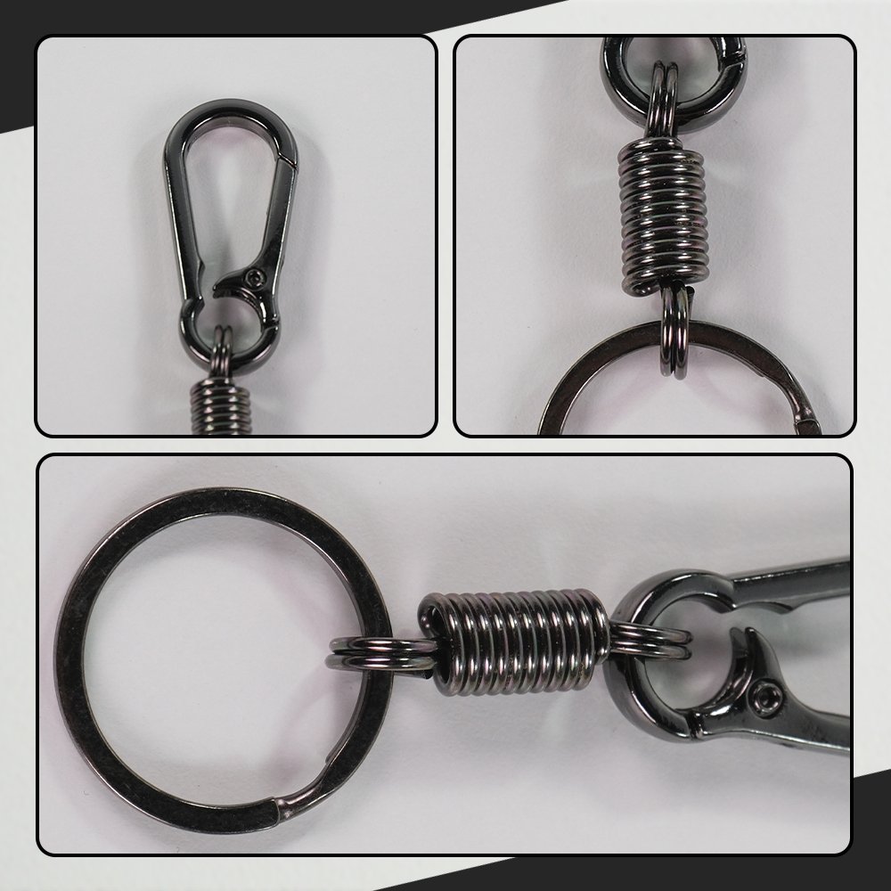 Taffware Carabiner Gantungan Kunci Black Per Spring Keychain Stainless Steel SN14 Pengait Karabiner EDC Kait Tas Sabuk Botol Outdoor Anti Karat Pegas Kuat Ringan untuk Camping Hiking Perlengkapan Harian - Gambar 4