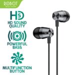 ROBOT RE101S Headset Wired Bass Earphone Headset Robot RE101S Kabel Audio Jack 3.5mm Suara Bass Jernih Mic Built-in Nyaman Dipakai untuk Musik Gaming Call HP Android iPhone Laptop Original