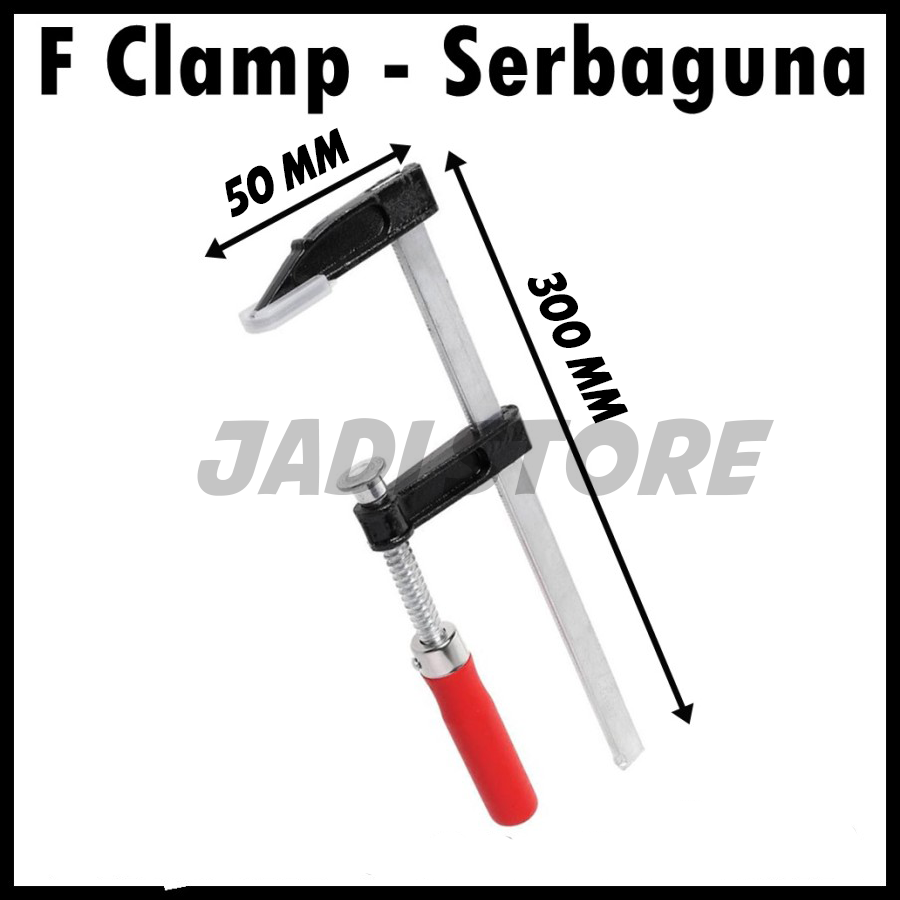 50 x 300 WORKPRO Klem F Clamp Jepit Papan Kayu Heavy Duty Woodworking - DEC04 Klem Besi 50x300mm Jepitan Kayu F Clamp Alat Pertukangan Tukang Kayu Klem Serbaguna Woodworking F Clamp Kuat Anti Slip Tahan Lama Clamp Besi Kokoh Penjepit Kayu Profesional Heavy Duty - Gambar 2
