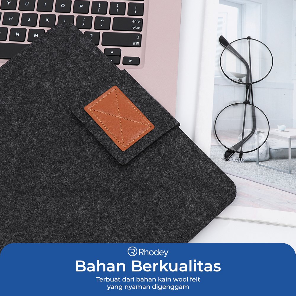 Rhodey DA98 Sleeve Case Laptop 15 Inch Tas Pelindung Notebook Wool Felt Soft Lining untuk MacBook Laptop Tablet Cover Proteksi Device Carrying Bag Layer Tambahan Tas Backpack Ukuran 11 13 15 Inch - Gambar 8