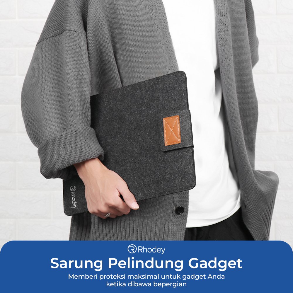 Rhodey DA98 Sleeve Case Laptop 15 Inch Tas Pelindung Notebook Wool Felt Soft Lining untuk MacBook Laptop Tablet Cover Proteksi Device Carrying Bag Layer Tambahan Tas Backpack Ukuran 11 13 15 Inch - Gambar 7