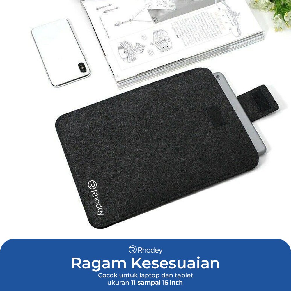 Rhodey DA98 Sleeve Case Laptop 15 Inch Tas Pelindung Notebook Wool Felt Soft Lining untuk MacBook Laptop Tablet Cover Proteksi Device Carrying Bag Layer Tambahan Tas Backpack Ukuran 11 13 15 Inch - Gambar 6