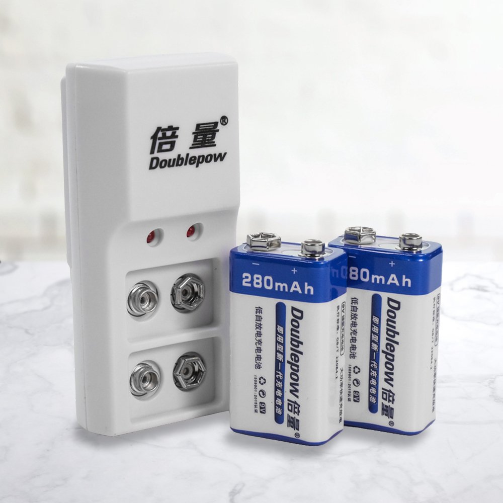 Doublepow DP-B09 Charger Baterai Rechargeable 9V 1 Charger + 2 PCS Baterai 9V 280mAh, Battery Charger 9 Volt dengan Lampu Indikator, Pengisian Bersamaan, Proteksi Over Charging dan Hubungan Arus Pendek - Gambar 10