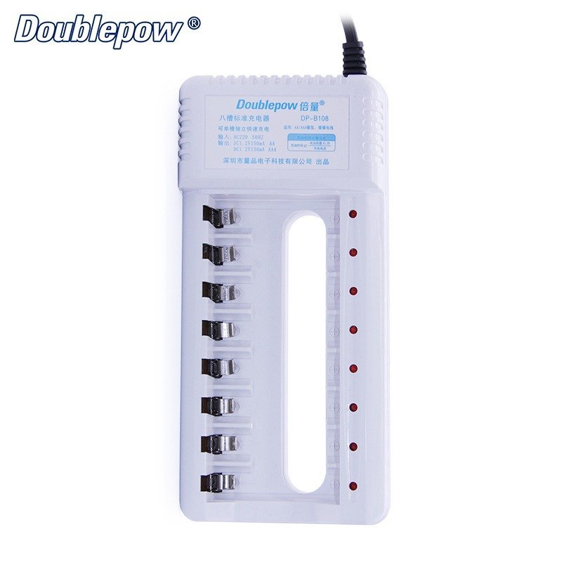 DOUBLEPOW DP-B108 Charger Baterai 8 Slot AA AAA Ni-MH Ni-CD Casan Baterai A2 A3 Recharging Dengan Indikator LED Pengisian Banyak Sekaligus Aman Stabil Cepat Dan Akurat Komponen Elektronik Berkualitas Jadi Store - Gambar 3
