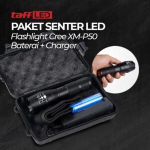 TaffLED Senter LED Flashlight Cree XM-P50 E17 8000 Lumens Baterai 18650 Charger 5 Mode Cahaya High Medium Low Strobe SOS Jangkauan 200-500M Aluminium Alloy untuk Outdoor Camping Hiking Rumah dan Kondisi Darurat - Gambar 6