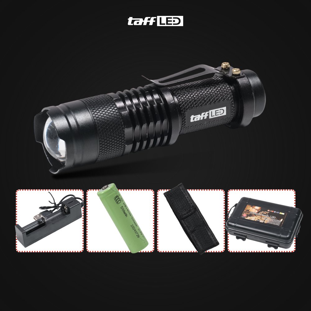 TaffLED Pocketman Senter Mini LED CREE XML Q5 Waterproof 2000 Lumens - P1 - Black - Gambar 5