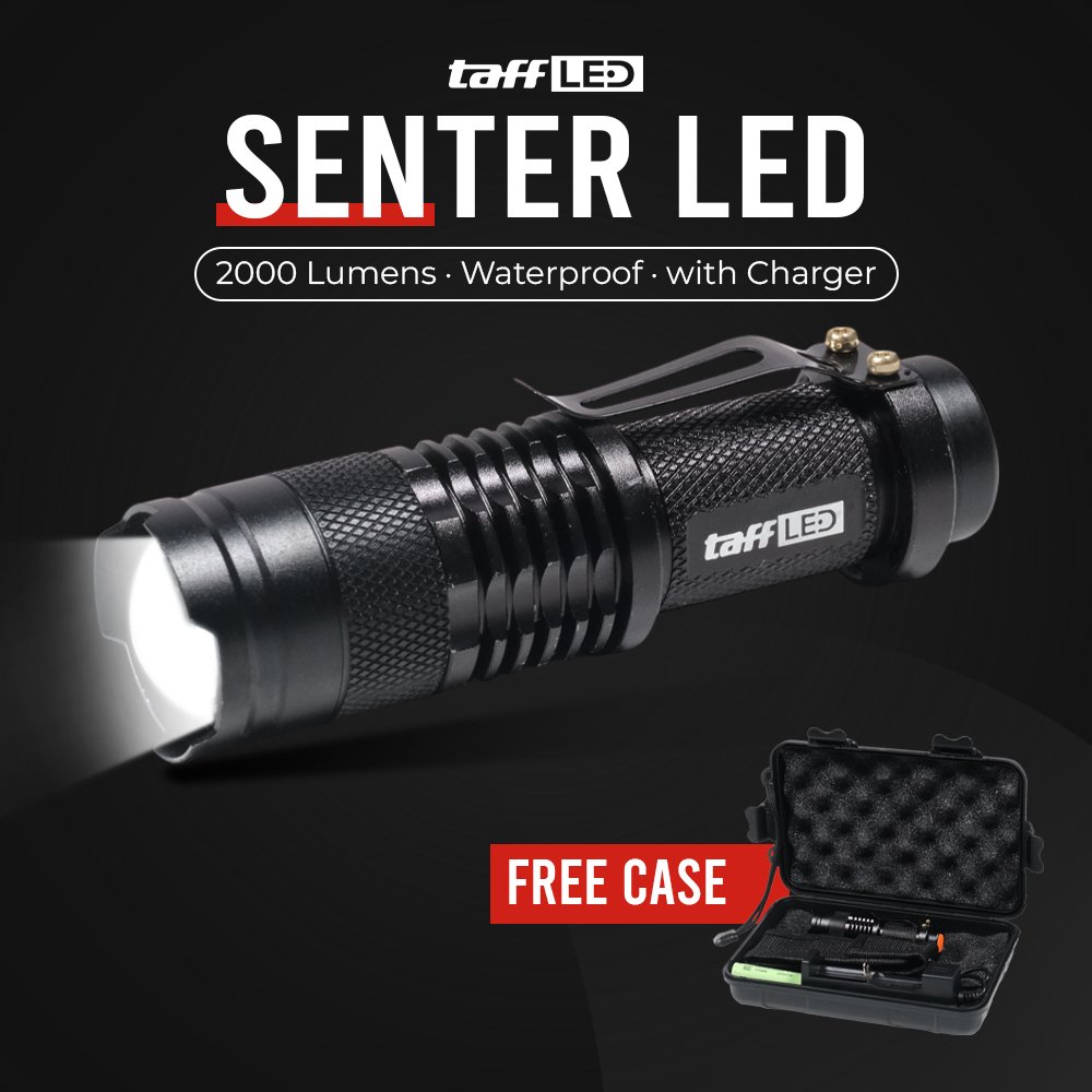 TaffLED Pocketman Senter Mini LED CREE XML Q5 Waterproof 2000 Lumens - P1 - Black - Gambar 3