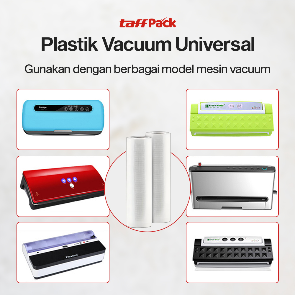 TaffPACK Plastik Vacuum Makanan HK-07 Roll Vacuum Sealer BPA Free Biodegradable 30x5M Kantong Vacuum Food Saver Emboss Dot Universal untuk Mesin Vacuum Sealer Freezer Sous Vide Tebal 190 Micron - Gambar 3