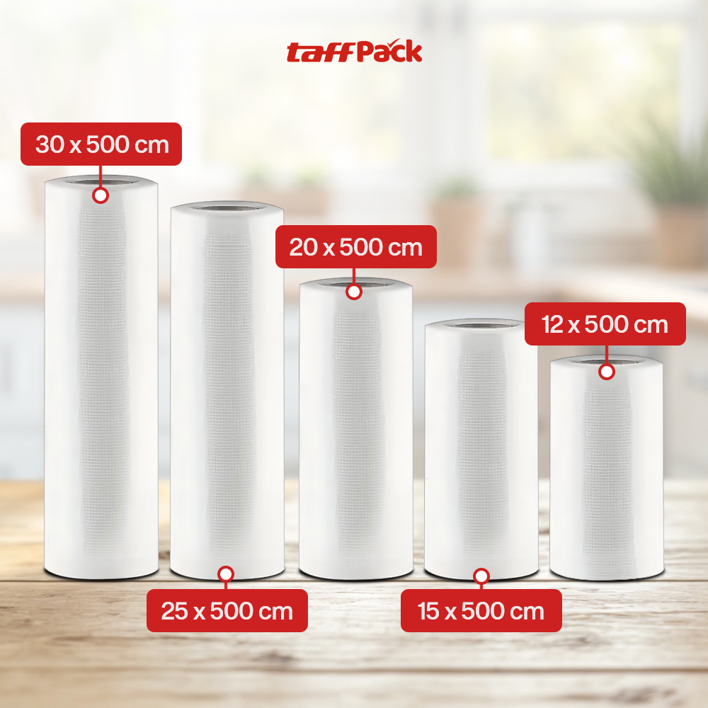 TaffPACK Plastik Vacuum Makanan HK-07 Roll Vacuum Sealer BPA Free Biodegradable 30x5M Kantong Vacuum Food Saver Emboss Dot Universal untuk Mesin Vacuum Sealer Freezer Sous Vide Tebal 190 Micron - Gambar 2