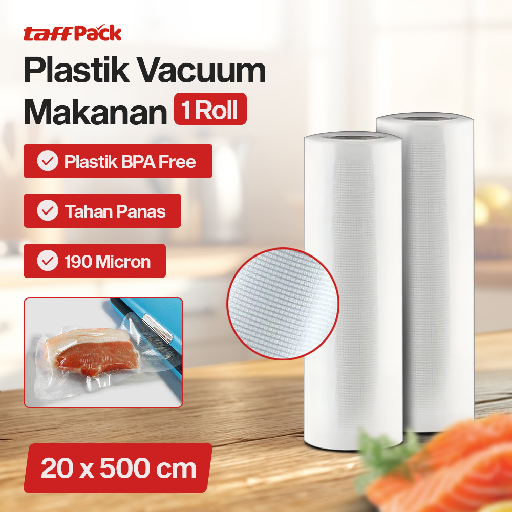 TaffPACK Plastik Vacuum Makanan HK-07 Roll Vacuum Sealer BPA Free Biodegradable 30x5M Kantong Vacuum Food Saver Emboss Dot Universal untuk Mesin Vacuum Sealer Freezer Sous Vide Tebal 190 Micron - Gambar 7