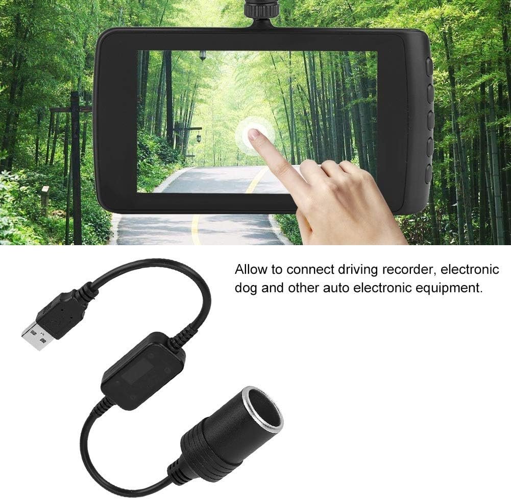 XZT Converter USB to Cigarette Plug Mobil 5V ke 12V Power Socket Car Lighter Adapter untuk Kendaraan dengan USB Port Tambah Colokan Mobil Material Plastik Metal Kabel 34.5cm Praktis - Gambar 5