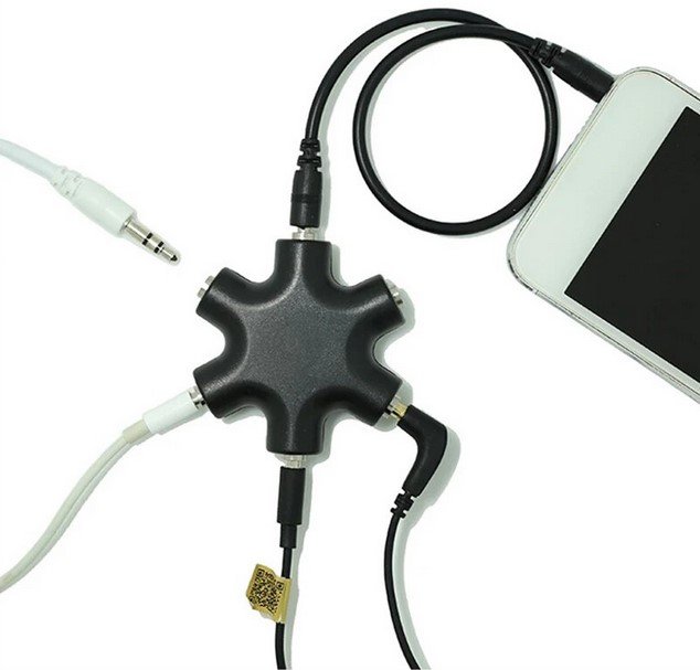 ALLOYSEED JLT108 Audio Splitter 6 Way Port 3.5mm Male to 5 Female Jack Adapter Earphone Headset untuk 1 Input ke 5 Output atau 5 Input ke 1 Output Audio Sharing Musik dan Mix Sound Praktis Ringkas - Gambar 6