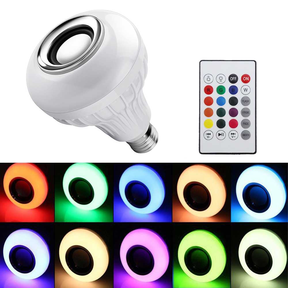 Lampu LED Speaker Bluetooth LED RGB E27 12W dengan Bluetooth Speaker