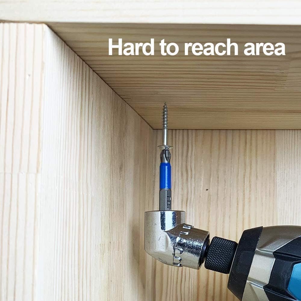 Drill Extension Mata Bor L Shape 1/4 Inch 6.35mm Hex Bit Socket Adapter Bor Sudut Siku Perpanjangan Bit Obeng untuk Area Sulit Dijangkau Material Stainless Steel Tebal 5.5 x 3 cm Silver - Gambar 12