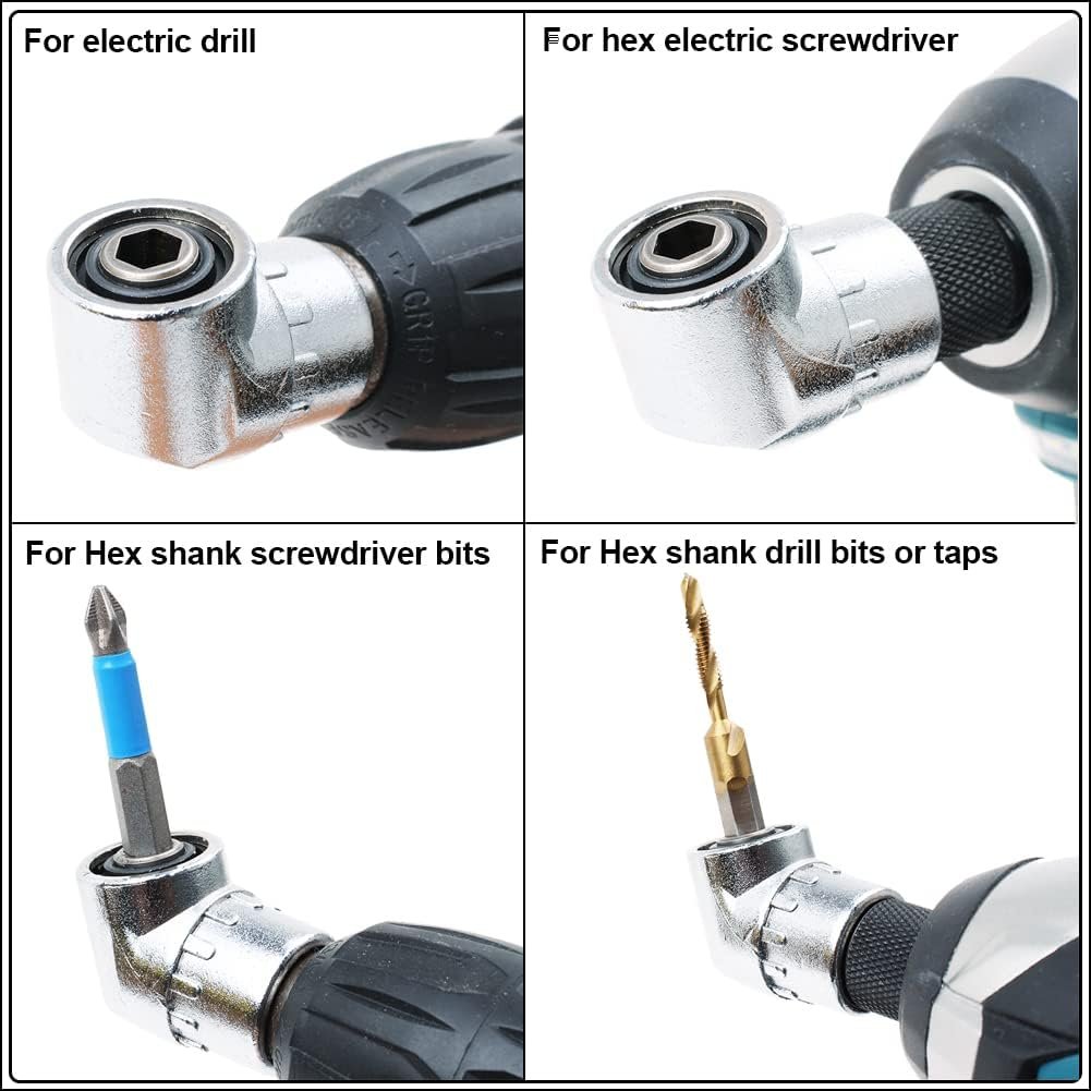 Drill Extension Mata Bor L Shape 1/4 Inch 6.35mm Hex Bit Socket Adapter Bor Sudut Siku Perpanjangan Bit Obeng untuk Area Sulit Dijangkau Material Stainless Steel Tebal 5.5 x 3 cm Silver - Gambar 11