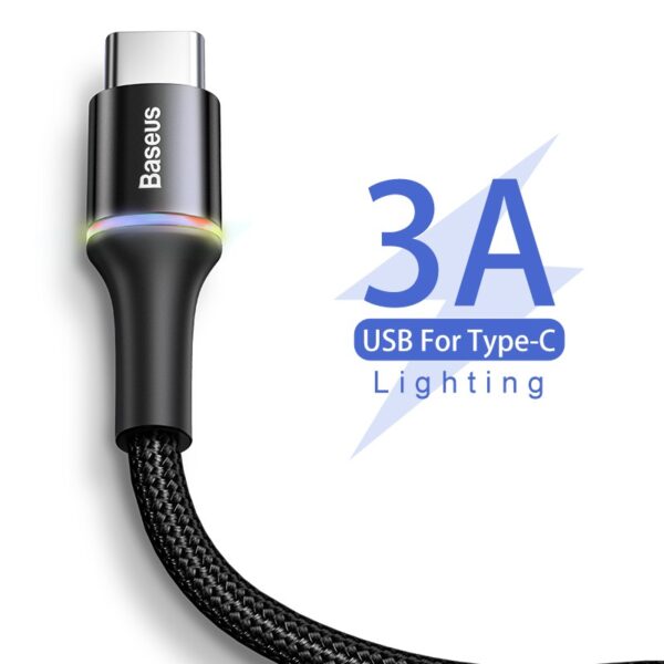 Kabel Baseus Halo Type C 2m Kabel Baseus Type C Fast Charging Cable Baseus Type C Baseus Tipe C 2m Baseus Tipe C LED - Gambar 3