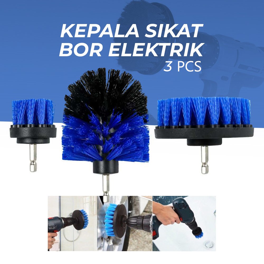 MSHIER Kepala Sikat Bor Elektrik DB003 3 PCS Power Cleaning Brush Head untuk Bor Listrik, Sikat Pembersih Lantai, Dapur, WC dan Perabotan dengan 3 Model Brush Round, Large Flat dan Small Flat - Gambar 2
