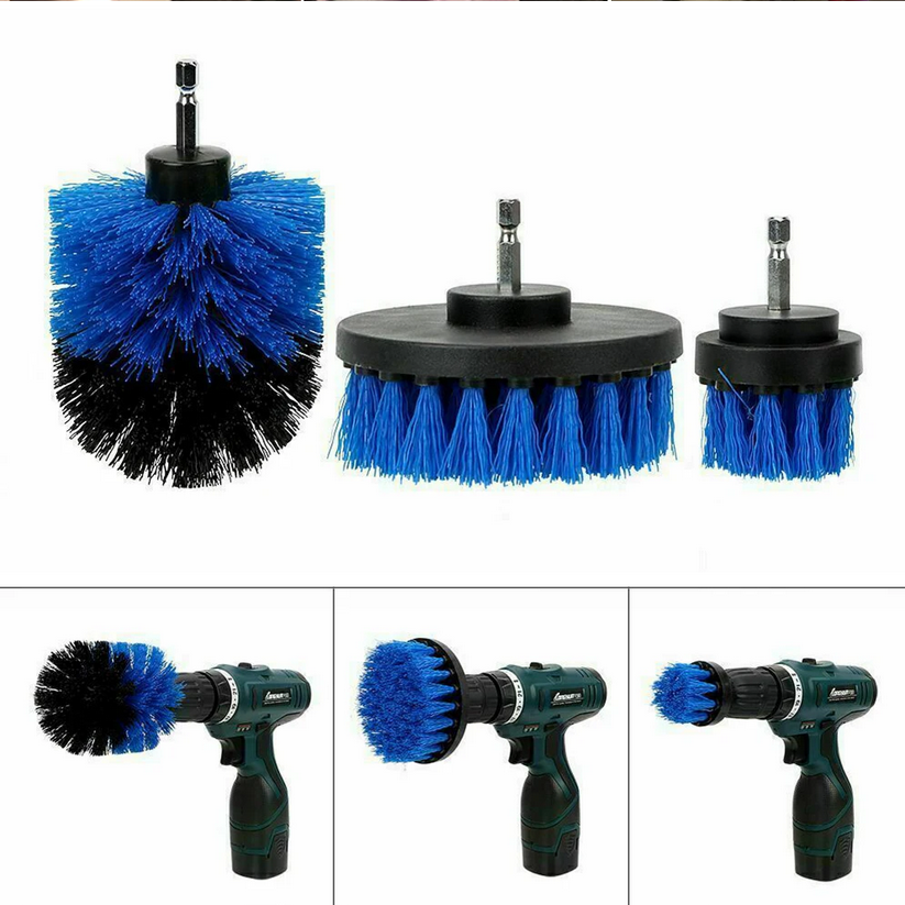 MSHIER Kepala Sikat Bor Elektrik DB003 3 PCS Power Cleaning Brush Head untuk Bor Listrik, Sikat Pembersih Lantai, Dapur, WC dan Perabotan dengan 3 Model Brush Round, Large Flat dan Small Flat - Gambar 4