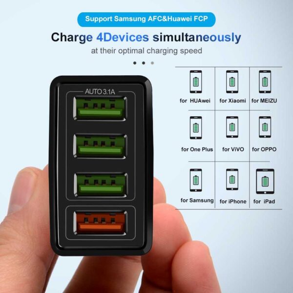 Adaptor Charger Batok Charger Kepala Charger Kepala Charger USB Fast Charging QC3.0 4 Port 48W - Gambar 5