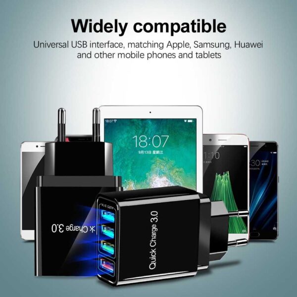Adaptor Charger Batok Charger Kepala Charger Kepala Charger USB Fast Charging QC3.0 4 Port 48W - Gambar 4