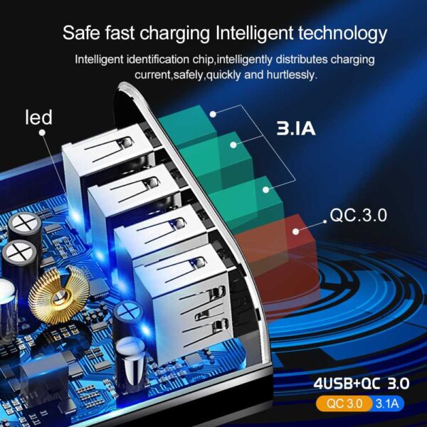 Adaptor Charger Batok Charger Kepala Charger Kepala Charger USB Fast Charging QC3.0 4 Port 48W - Gambar 2