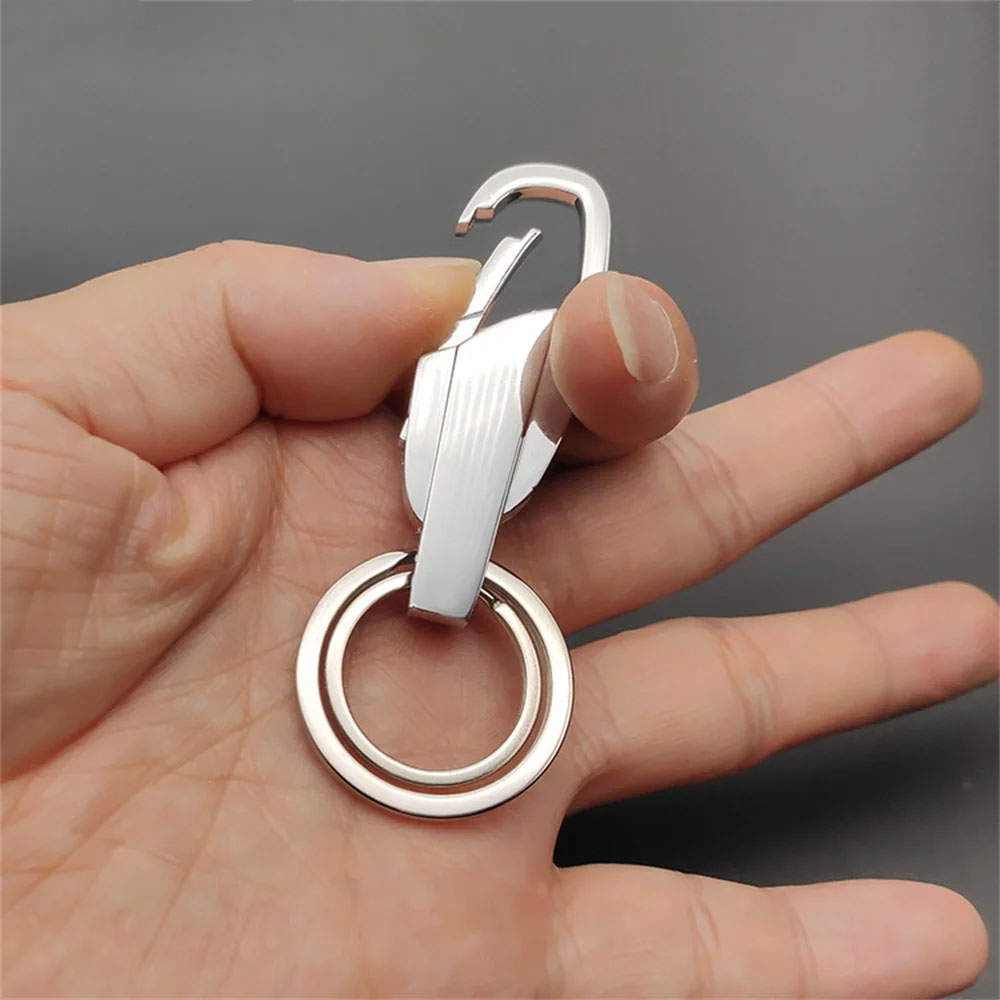Taffware Gantungan Kunci Carabiner Silver K372 Keychain Stainless Steel Pengait Jepit Kunci Motor Mobil Rumah Tas Ransel Outdoor Kokoh Tahan Karat Portable Karabiner Serbaguna 9 x 2 cm - Gambar 6