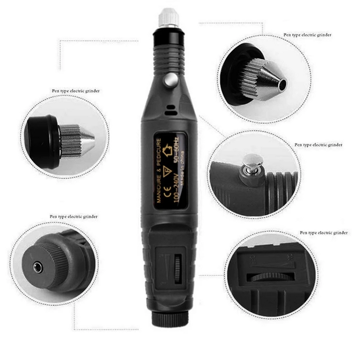 XINGWEIQIANG Bor Mini Grinder 130W KJ005 Electric Drill Adjustable 3000-20000 RPM untuk Polishing, Grinding, Deburring, Ukir Kayu, Amplas dan Kerajinan DIY dengan Set Mata Poles Lengkap - Gambar 3