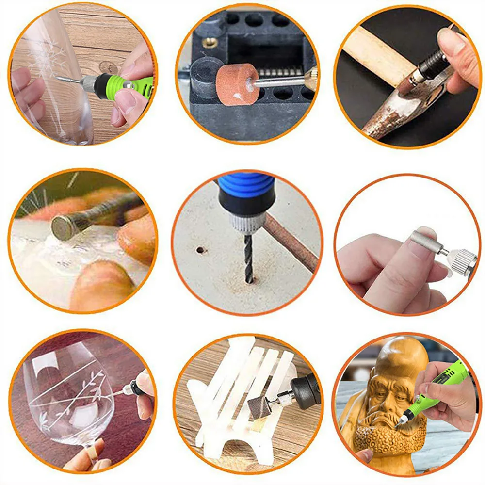 XINGWEIQIANG Bor Mini Grinder 130W KJ005 Electric Drill Adjustable 3000-20000 RPM untuk Polishing, Grinding, Deburring, Ukir Kayu, Amplas dan Kerajinan DIY dengan Set Mata Poles Lengkap - Gambar 8