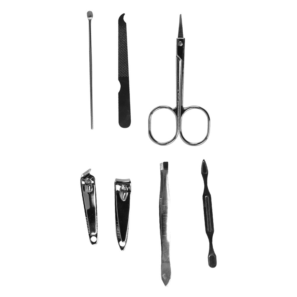 Biutte.co LA1-9 1 Set Manicure Pedicure 7 PCS Stainless Steel Alat Perawatan Kuku Telinga dan Alis Gunting Kuku Pinset Kikir Korekan Kuping Dilengkapi Case Penyimpanan Ringkas untuk Dibawa Bepergian - Gambar 8
