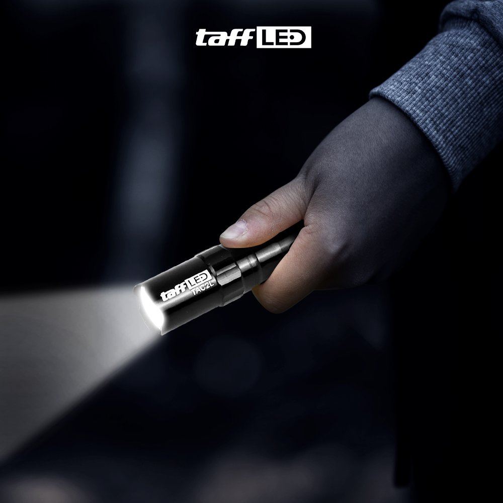 TaffLED Police Senter LED Flashlight TAC2L Aluminium Alloy Waterproof 1W dengan Baterai 1xAA untuk Penerangan Outdoor Camping Hiking dan Aktivitas Malam Senter Mini Compact Mudah Dibawa Praktis Ringkas Black - Gambar 8