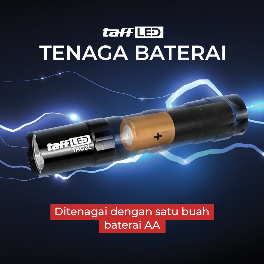 TaffLED Police Senter LED Flashlight TAC2L Aluminium Alloy Waterproof 1W dengan Baterai 1xAA untuk Penerangan Outdoor Camping Hiking dan Aktivitas Malam Senter Mini Compact Mudah Dibawa Praktis Ringkas Black - Gambar 7