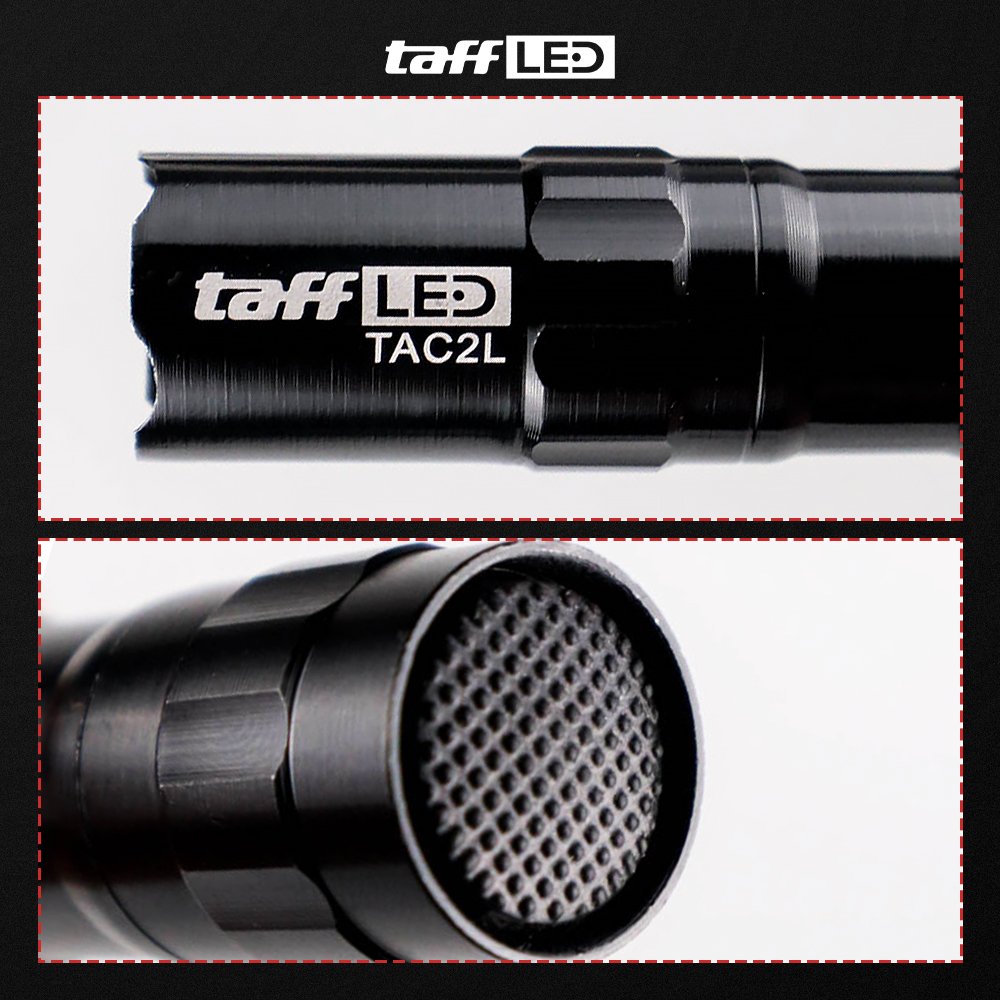 TaffLED Police Senter LED Flashlight TAC2L Aluminium Alloy Waterproof 1W dengan Baterai 1xAA untuk Penerangan Outdoor Camping Hiking dan Aktivitas Malam Senter Mini Compact Mudah Dibawa Praktis Ringkas Black - Gambar 6
