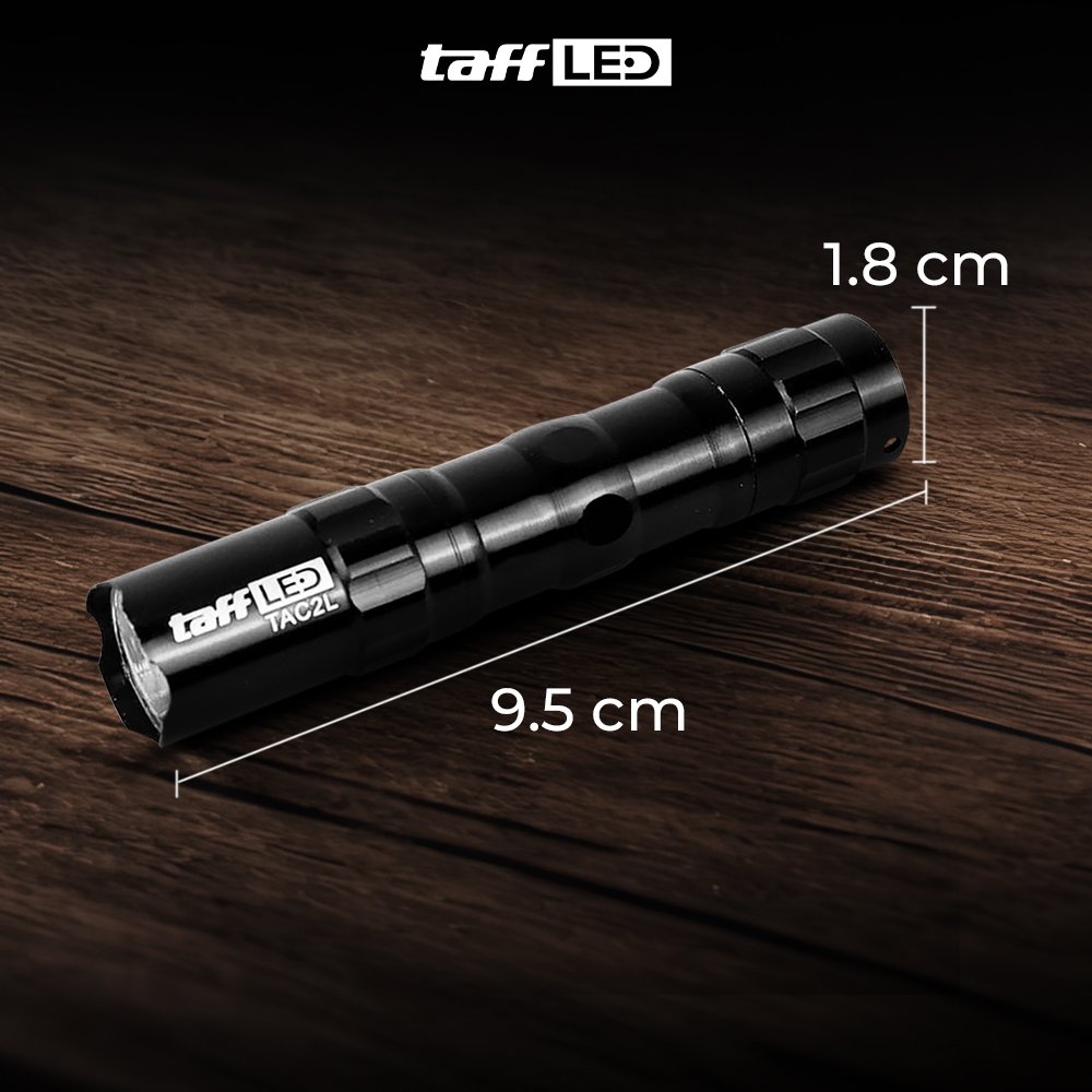 TaffLED Police Senter LED Flashlight TAC2L Aluminium Alloy Waterproof 1W dengan Baterai 1xAA untuk Penerangan Outdoor Camping Hiking dan Aktivitas Malam Senter Mini Compact Mudah Dibawa Praktis Ringkas Black - Gambar 5