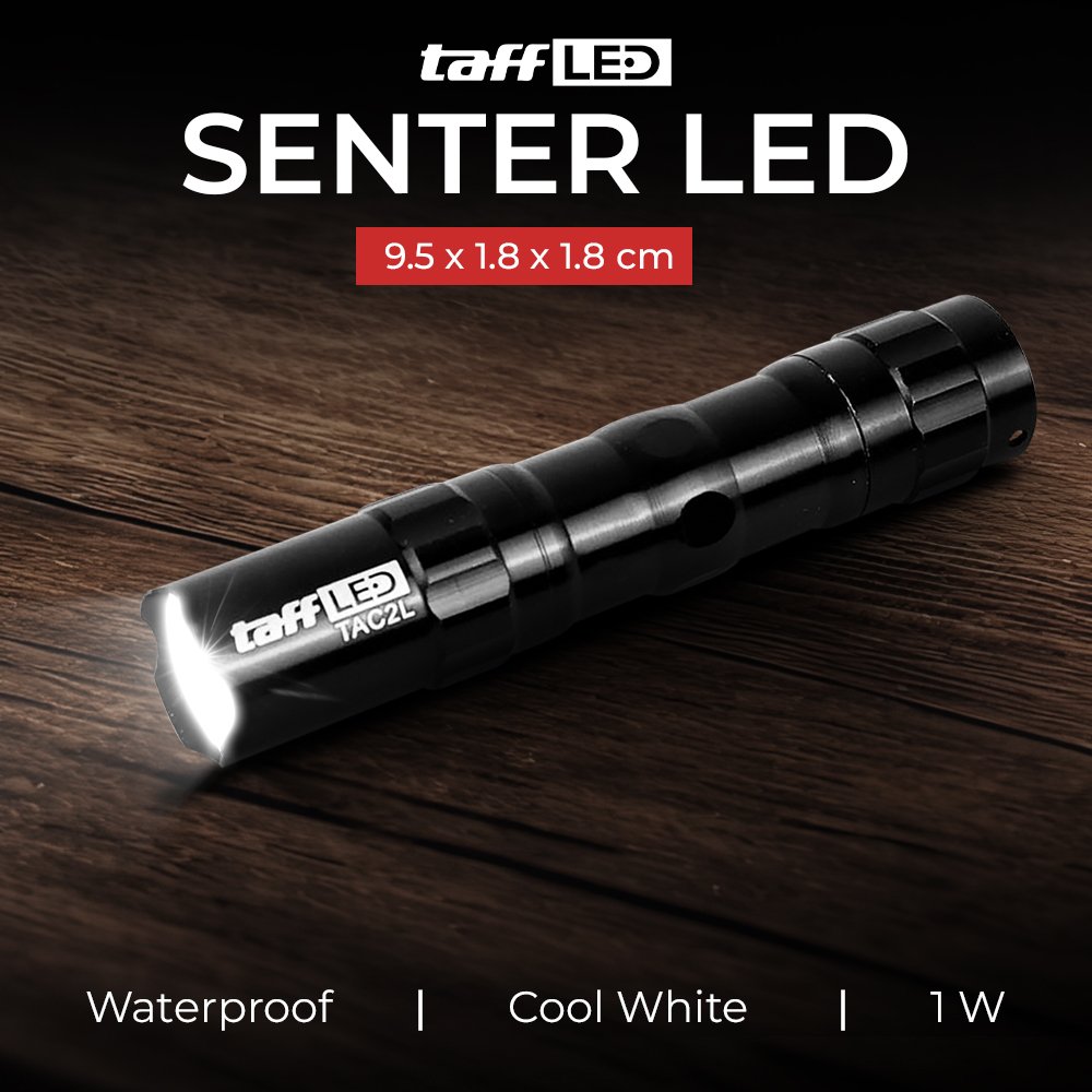 TaffLED Police Senter LED Flashlight TAC2L Aluminium Alloy Waterproof 1W dengan Baterai 1xAA untuk Penerangan Outdoor Camping Hiking dan Aktivitas Malam Senter Mini Compact Mudah Dibawa Praktis Ringkas Black - Gambar 9