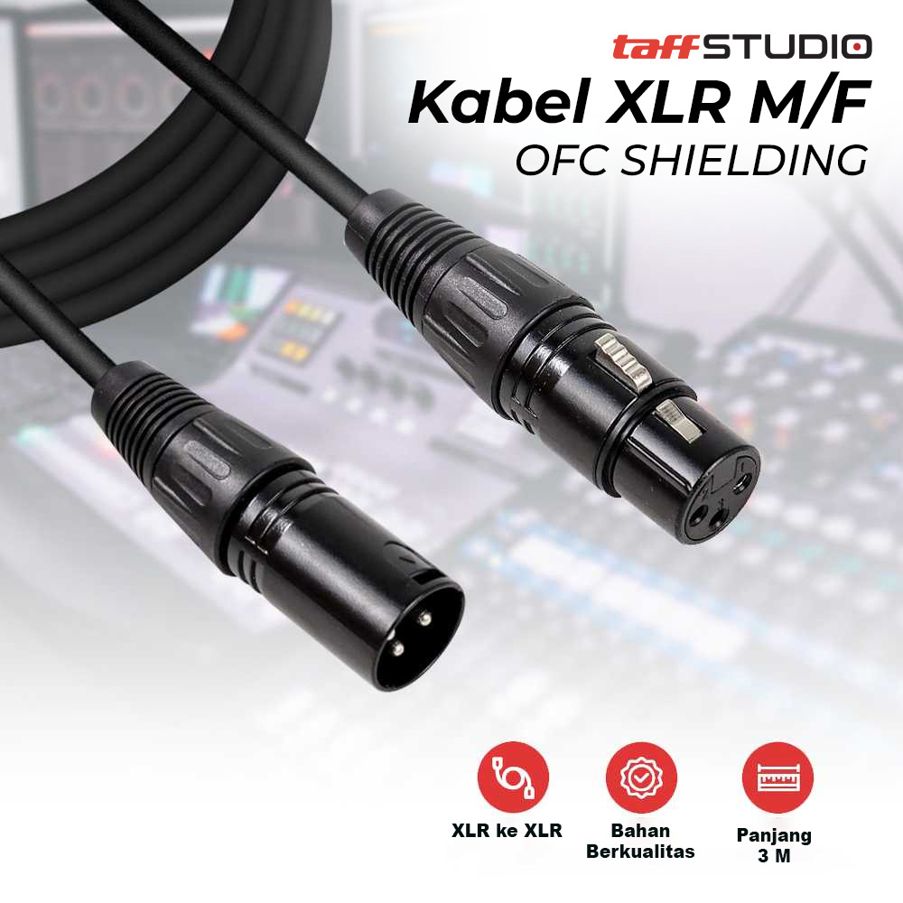 TaffSTUDIO BOF30 Kabel XLR Male to Female 3M OFC Microphone Karaoke Shielded Anti Noise - Kabel Mic 3 Pin untuk Mixer Amplifier Soundcard Speaker Recording Studio Panggung Audio Profesional Suara Jernih Tahan Lama - Gambar 3