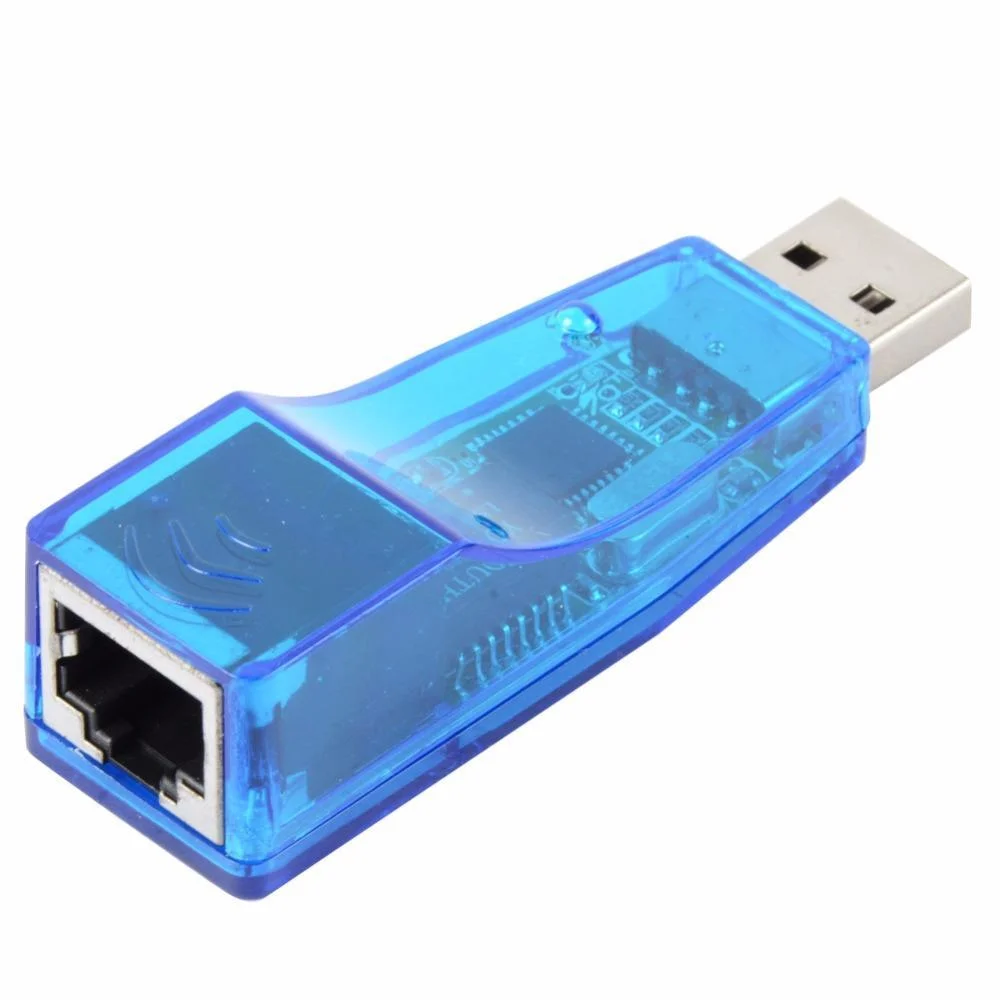 USB LAN Adapter Biru USB to Ethernet RJ45 Converter LAN ke USB Koneksi Jaringan 10Mbps 100Mbps Auto-Negotiation Pengganti LAN Card Rusak USB Ethernet Adapter dengan CD Driver - Gambar 2